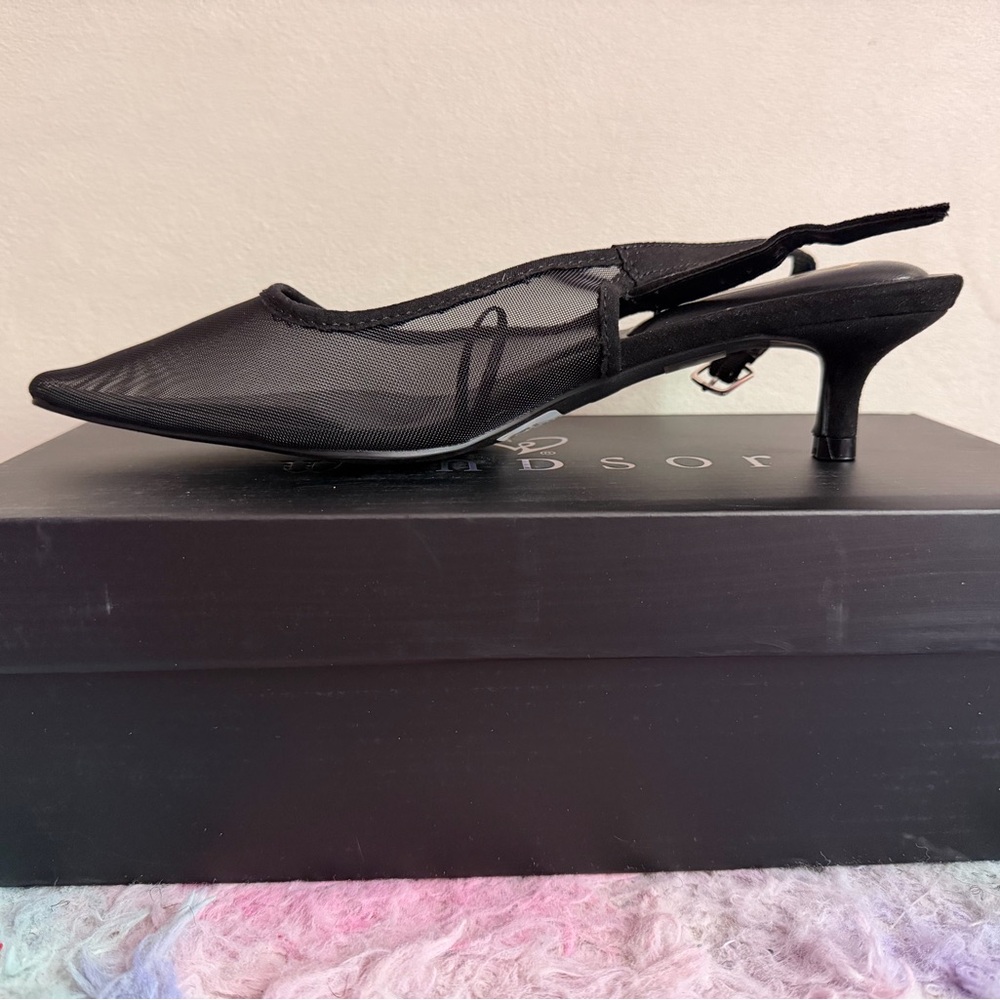 Windsor Black Mesh Slingback Heels